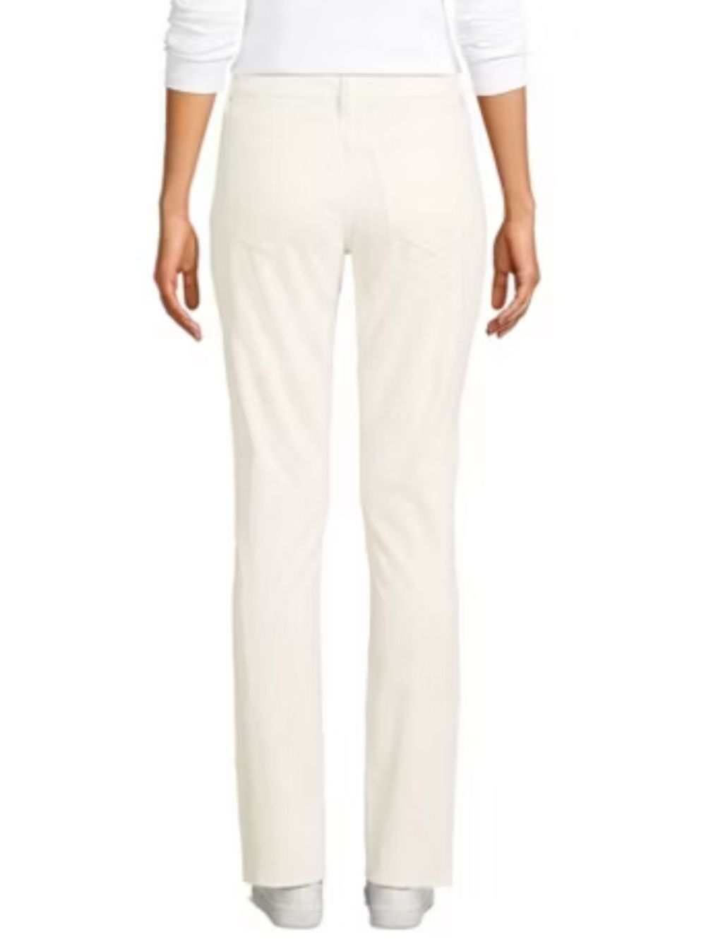 Lands’ End Mid Rise Straight Leg Corduroy Pants, ivory, size 8. - Picture 4 of 10